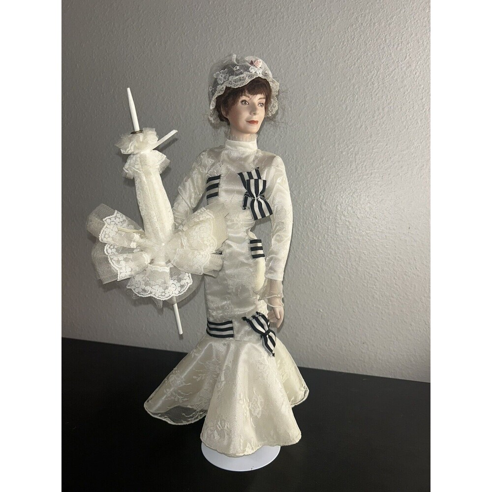 Vintage "My Fair Lady" Eliza at Ascot Porcelain Doll. W S George White Dress 21”